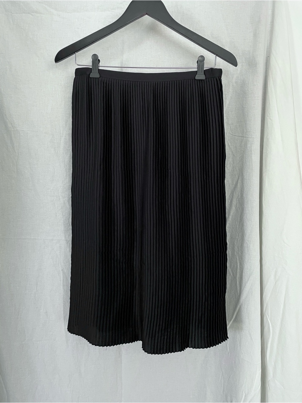 &Other Stories Pleated Black Midi Skirt, Size 8